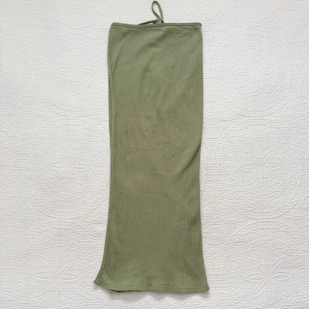 Baserange Brig Ribbed Wrap Skirt, Green Sz S
